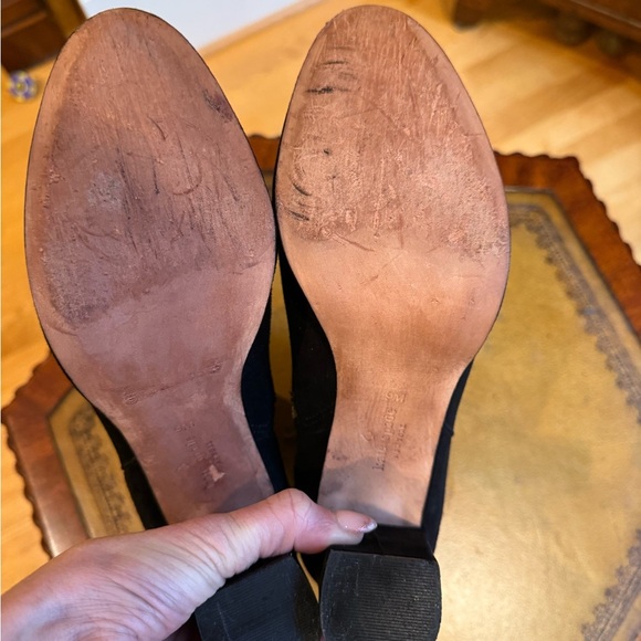 Kate Spade black suede heeled boots gold buttons size 9 - Picture 7 of 9